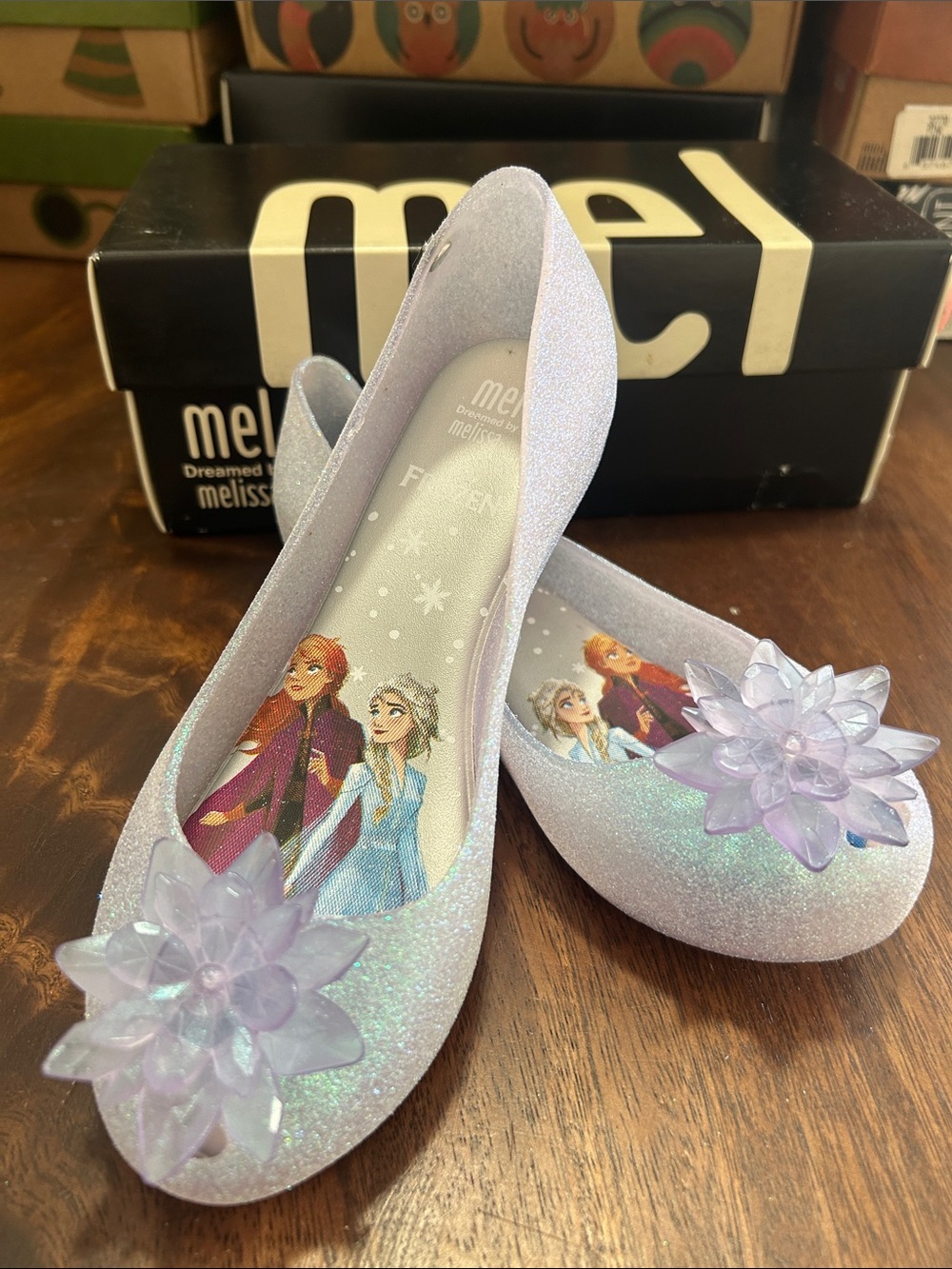 Mini Melissa Glitter Clear Frozen Ballet Flats nwt